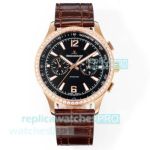 Swiss Replica Jaeger-LeCoultre Polaris Rose Gold Diamond Watch with Black Dial 42mm 